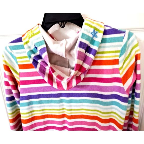 Lands' End Multicolor Striped Girl's L Hoodie Zip Front Robe Cover-Up - Picture 6 of 9
